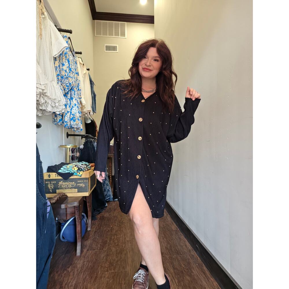 Retro long sleeve oversized dress